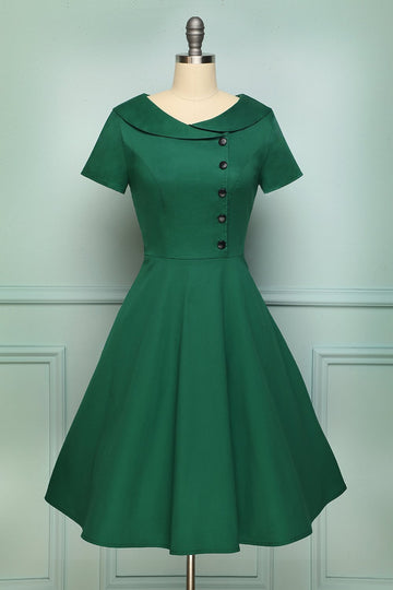Green Button Dress - ZAPAKA
